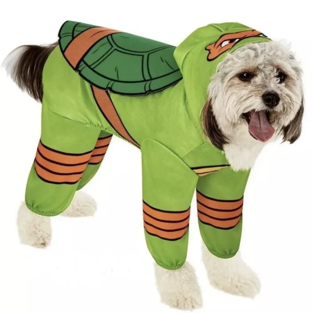 Teenage Mutant Ninja Turtles Small Dog Costume Green and Orange Costume - Picture 3 of 6